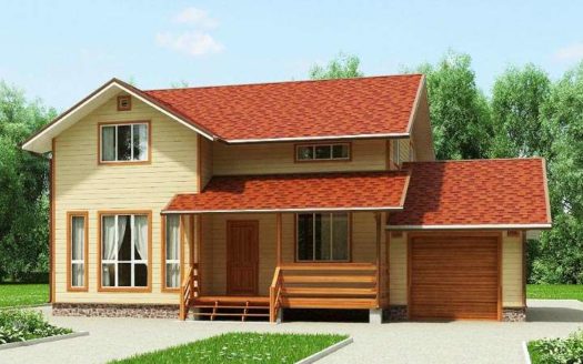 Проект каркасного дома 8 на 9 с гаражом Богородск