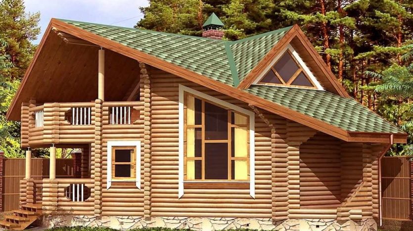 Проект дома-бани из оцилиндрованного бревна Бологородское