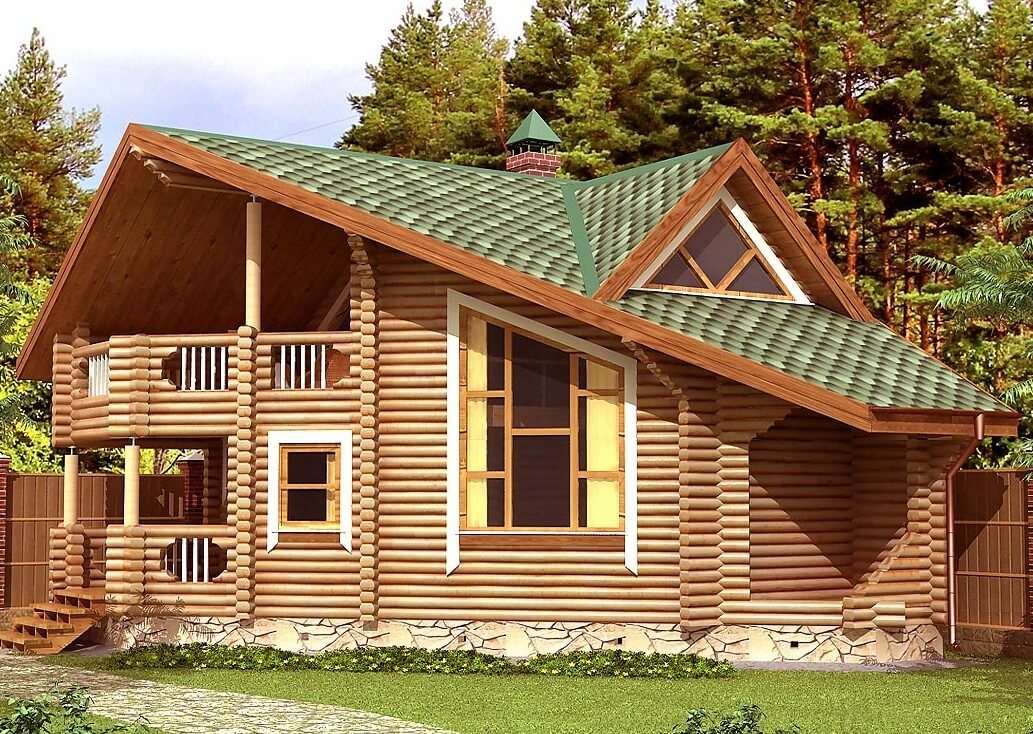Проект дома-бани из оцилиндрованного бревна Бологородское