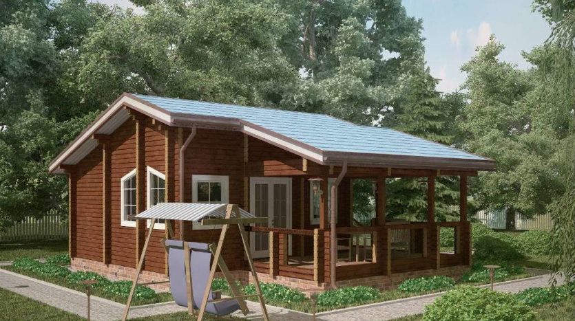 Проект бани с террасой из профилированного бруса «Карабаш»