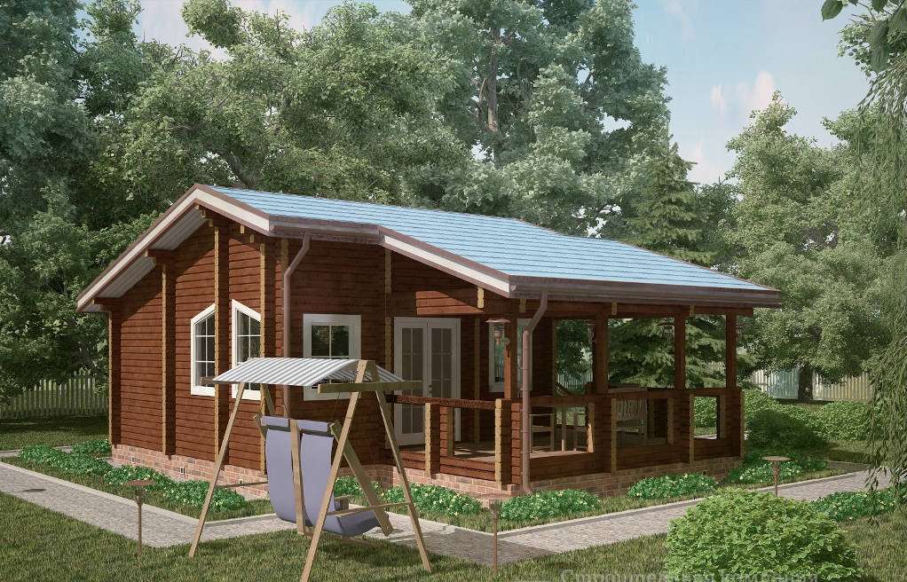 Проект бани с террасой из профилированного бруса «Карабаш»
