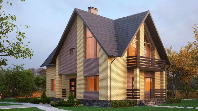 Проект дома из газоблоков с облицовкой кирпичем