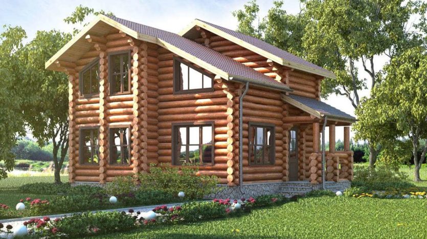 Проект бревенчатого двухэтажного дома