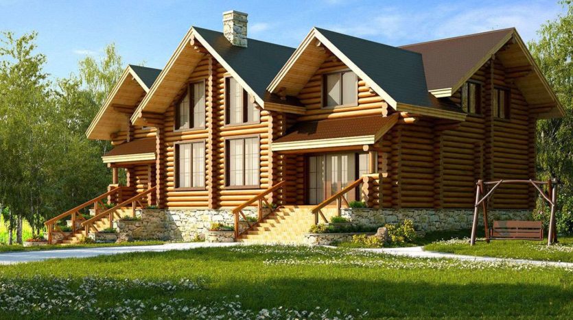 Проект дома из бревна на двух хозяев и на две семьи Крымск
