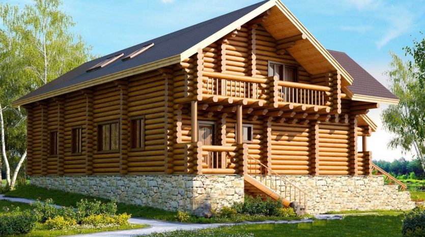 Проект дома из бревна на двух хозяев и на две семьи Крымск