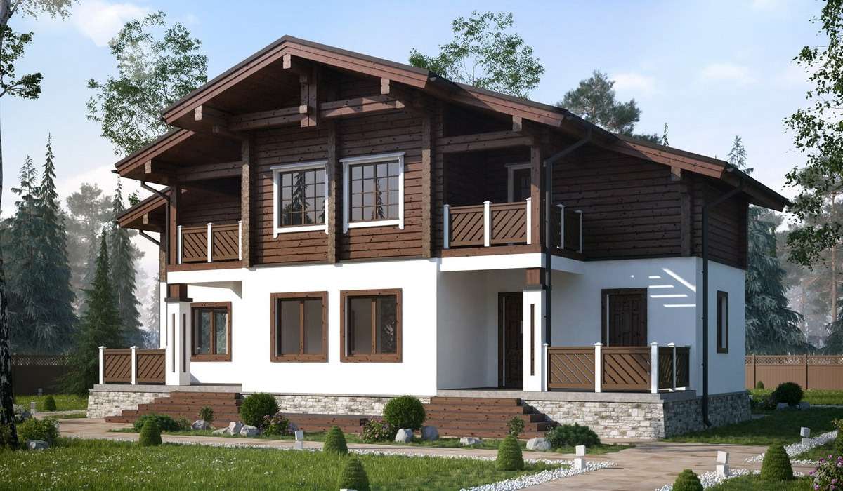 Комбинированный проект дома из камня и дерева Шофар