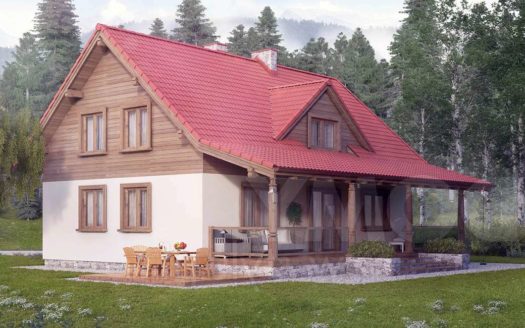 Проект дома комбинированного из дерева
