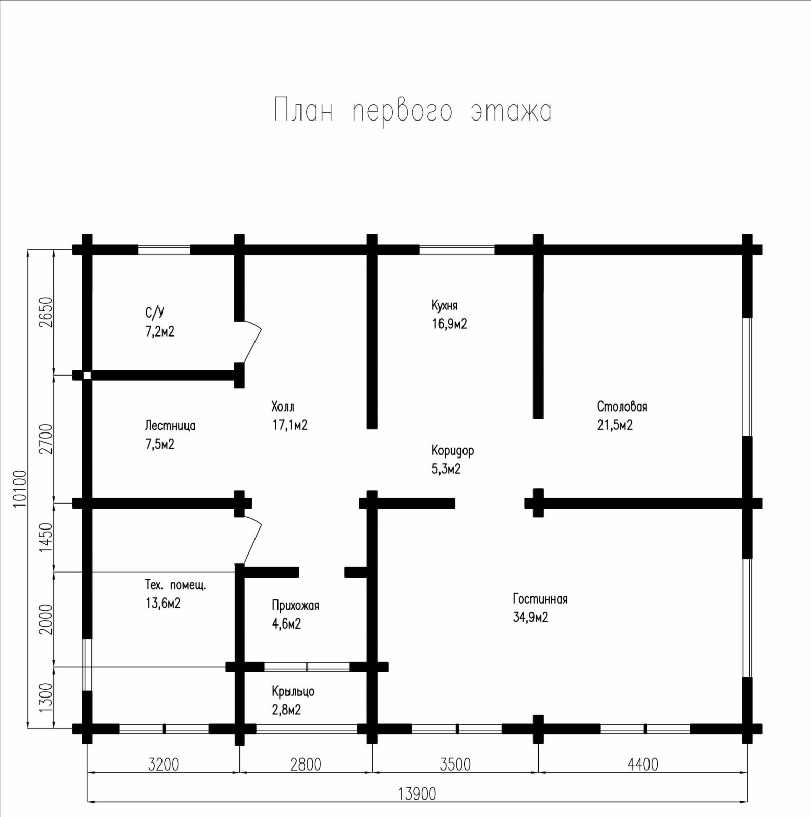 Проект дома из клееного профилированного бруса Миасс, планировка 1