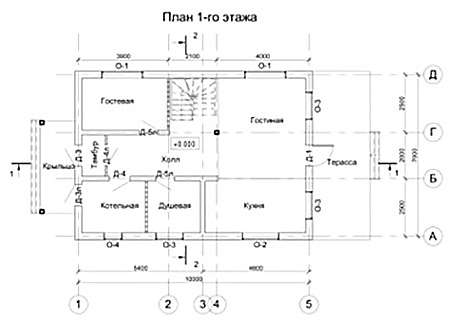 Проект дома шале из клееного бруса Владикавказ, планировка 1