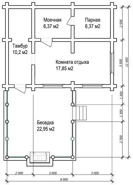 Проект бани и беседки под одной крышей Егорлык, планировка