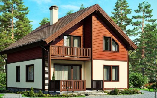 Комбинированный проект с фасадом штукатурка и дерево Кульберт