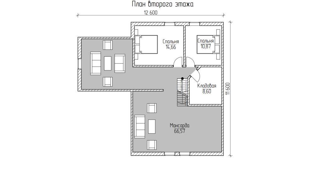 Проект двухэтажного каркасного дома Калтан, планировка 2