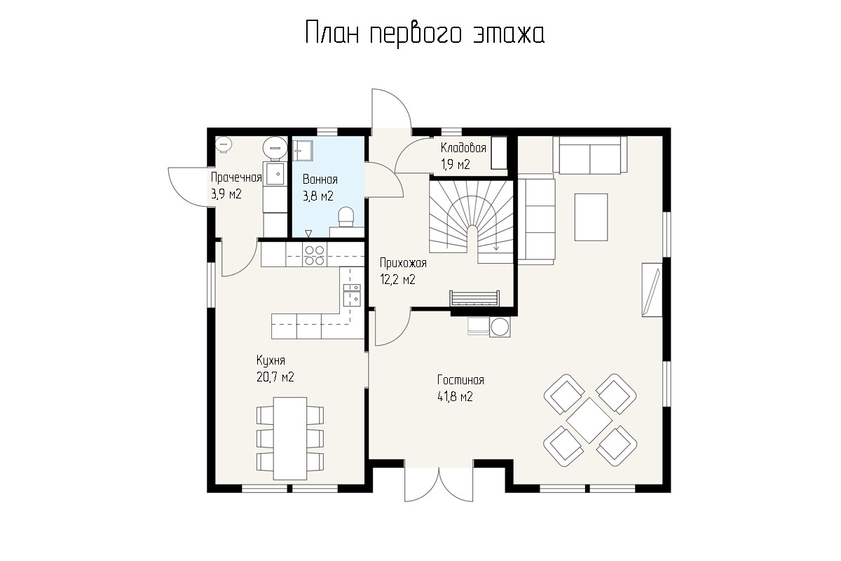 Проект американского дома в классическом стиле Электроугли, планировка 1