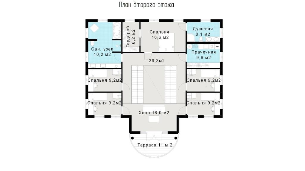 Проект белого дома в каркасной технологии Нарьян-Мар, планировка 2