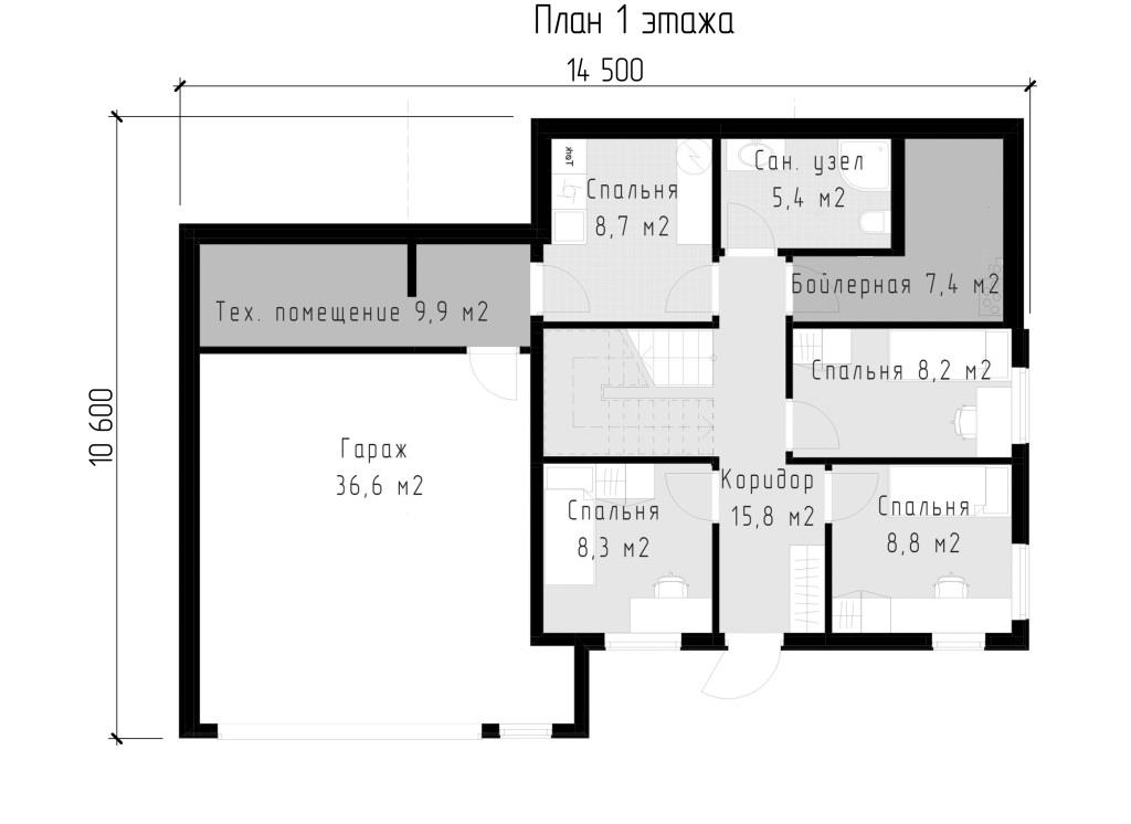 Проект 3 этажного дома в современном стиле Удомля, планировка 1