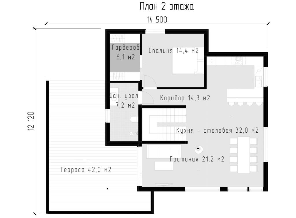 Проект 3 этажного дома в современном стиле Удомля, планировка 2