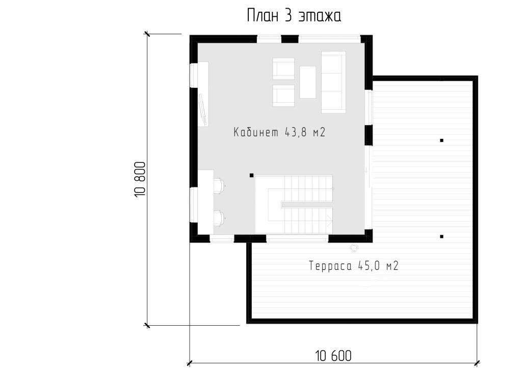 Проект 3 этажного дома в современном стиле Удомля, планировка 3