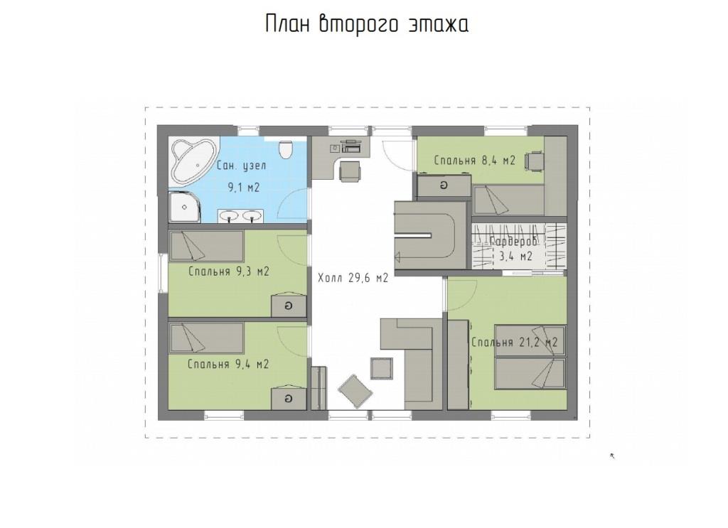 Проект стильного дома в стиле минимализм Ревда, планировка 2